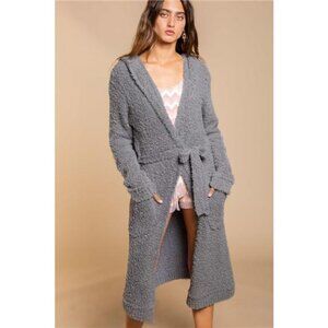 POL Berber fleece Tie Front Tunic Cardigan with Pockets